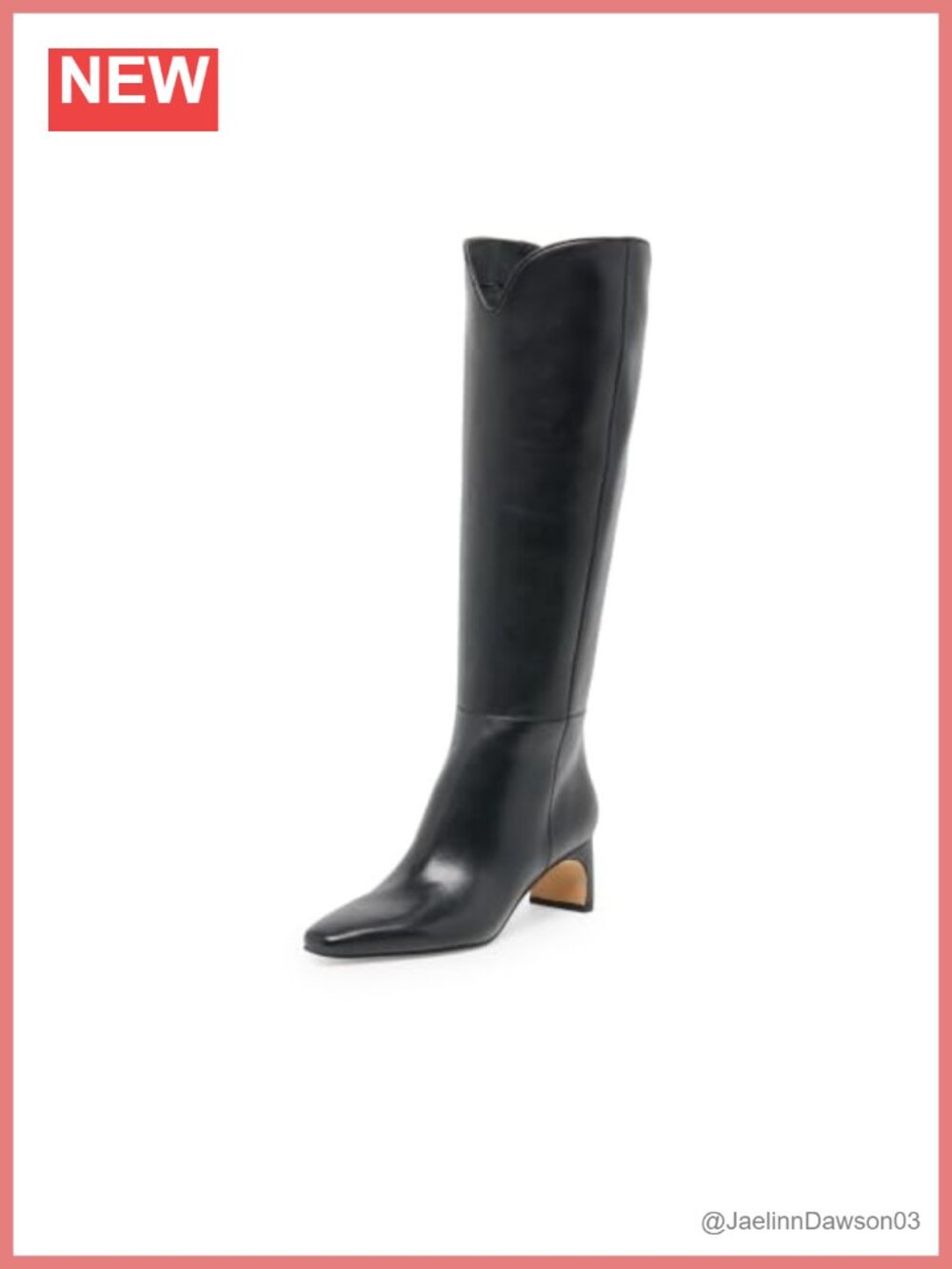Knee High Leather Block Heel Boots Closed Toe Pull-On